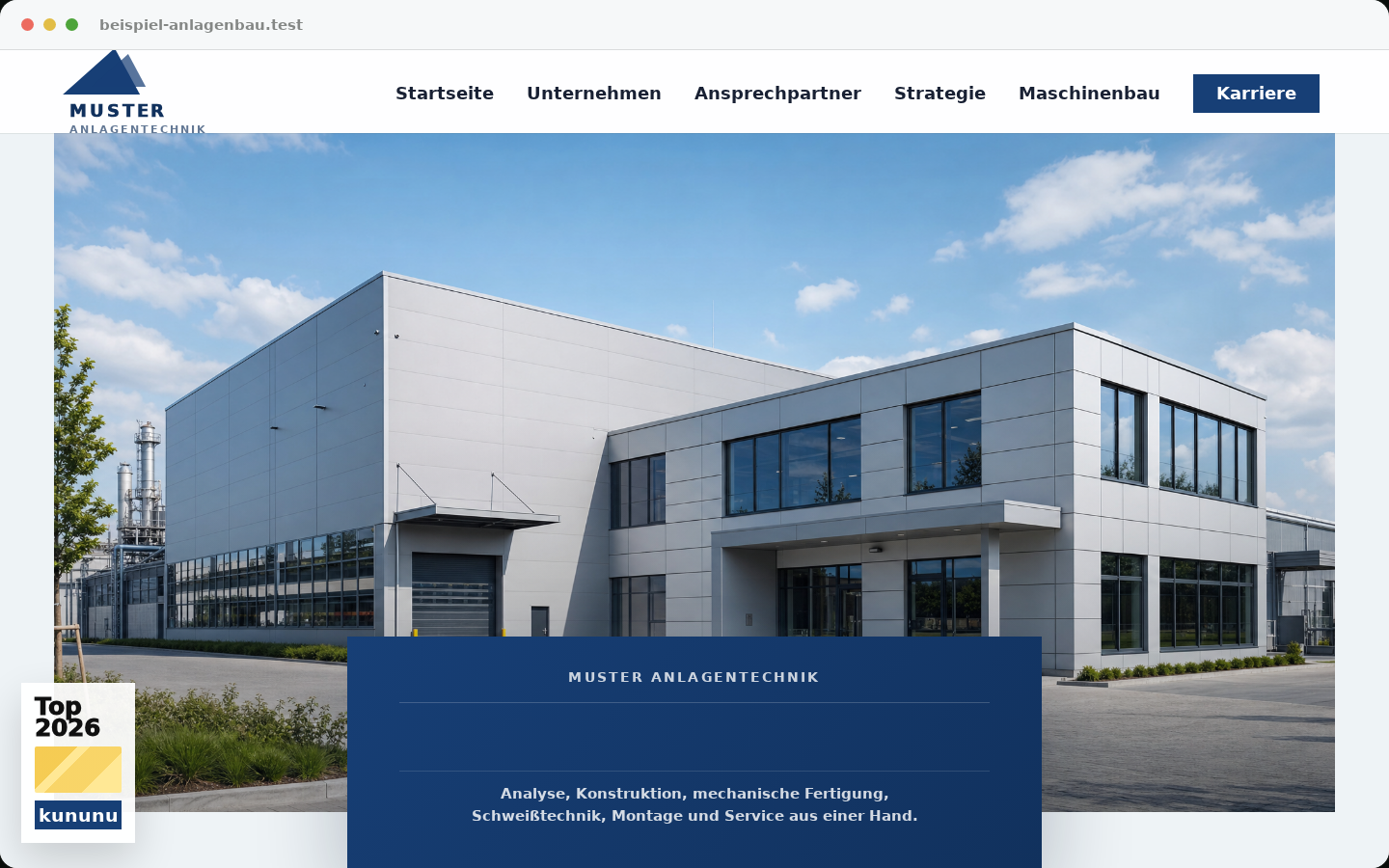 Maschinenbau-Website als Basisbild