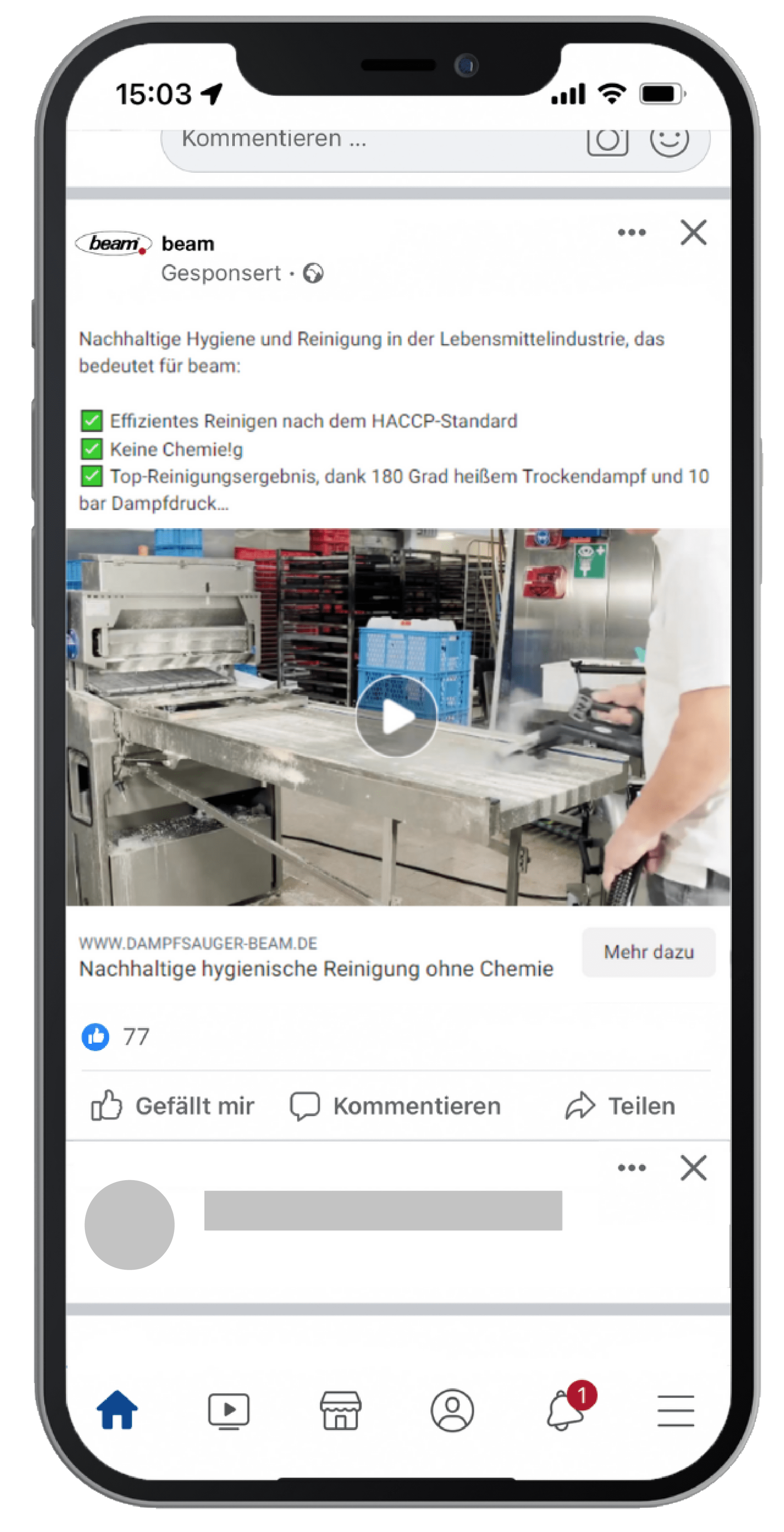 Beispielhafte Facebook-Anzeige aus einer regionalen Social-Media-Ads-Kampagne