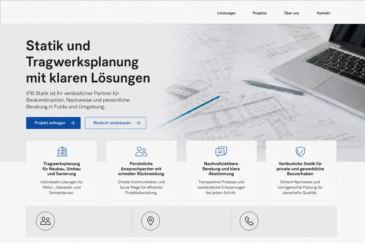 Moderne Webseite nach dem Redesign